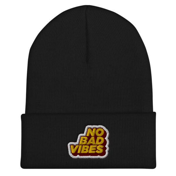 "No Bad Vibes" Cuffed Beanie - Image 6