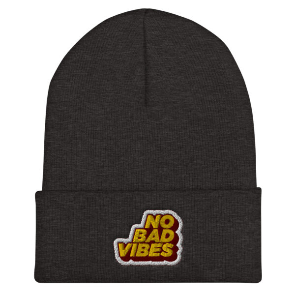"No Bad Vibes" Cuffed Beanie - Image 7