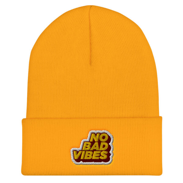 "No Bad Vibes" Cuffed Beanie - Image 8