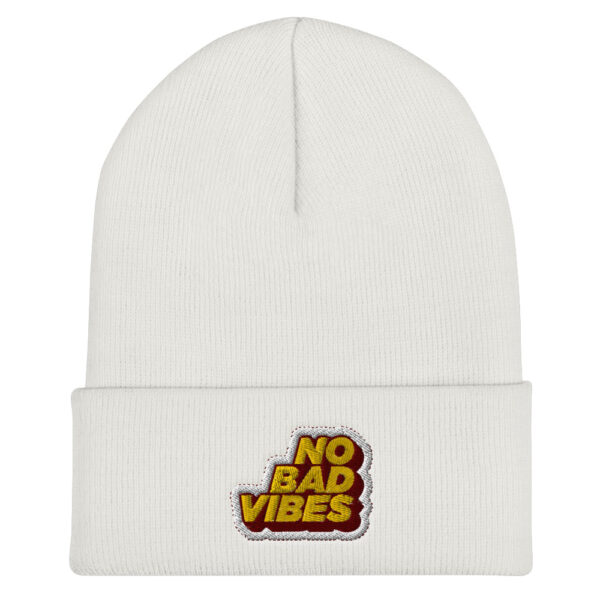 "No Bad Vibes" Cuffed Beanie - Image 9