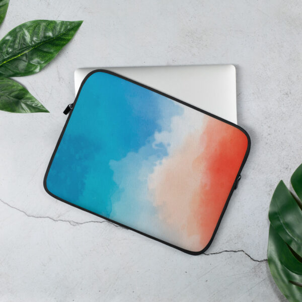 "Orange and Blue Watercolor" Laptop Sleeve
