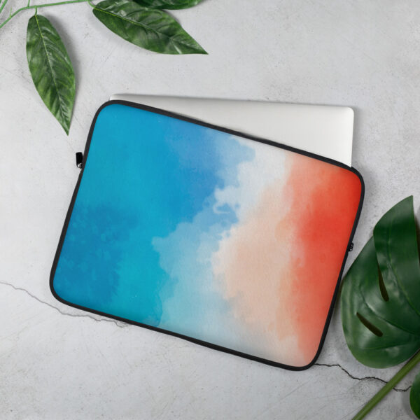 "Orange and Blue Watercolor" Laptop Sleeve - Image 2