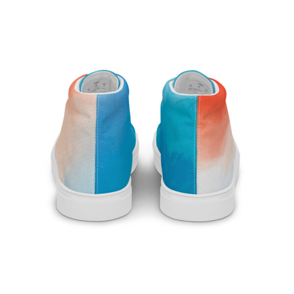 "Blue and Orange Watercolor" Men’s High Top Canvas Shoes - Image 8