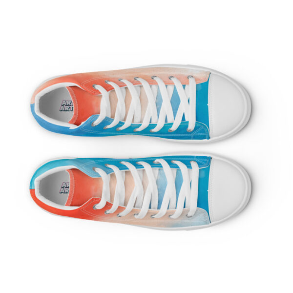 "Blue and Orange Watercolor" Men’s High Top Canvas Shoes - Image 2