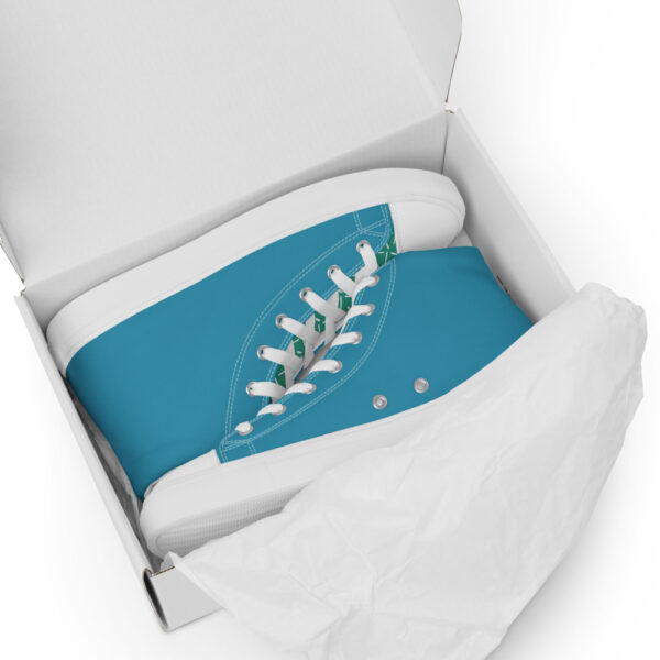 "Blue and Green Sketch" Men’s High Top Canvas Shoes - Image 8