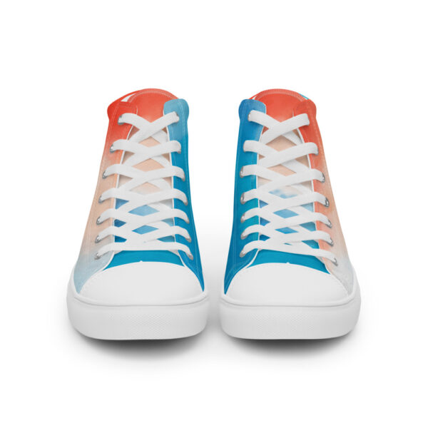 "Blue and Orange Watercolor" Men’s High Top Canvas Shoes - Image 3