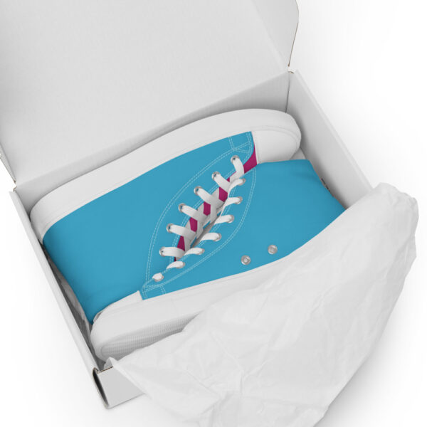 "Blue and Magenta" Men’s High Top Canvas Shoes - Image 9