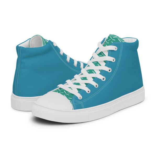 "Blue and Green Sketch" Men’s High Top Canvas Shoes - Image 2
