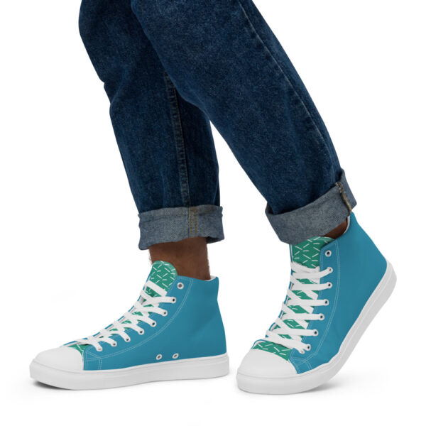 "Blue and Green Sketch" Men’s High Top Canvas Shoes - Image 6