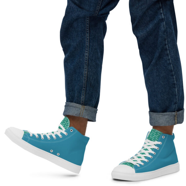 "Blue and Green Sketch" Men’s High Top Canvas Shoes - Image 7