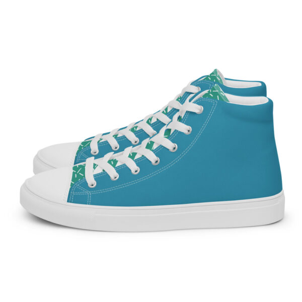 "Blue and Green Sketch" Men’s High Top Canvas Shoes - Image 11