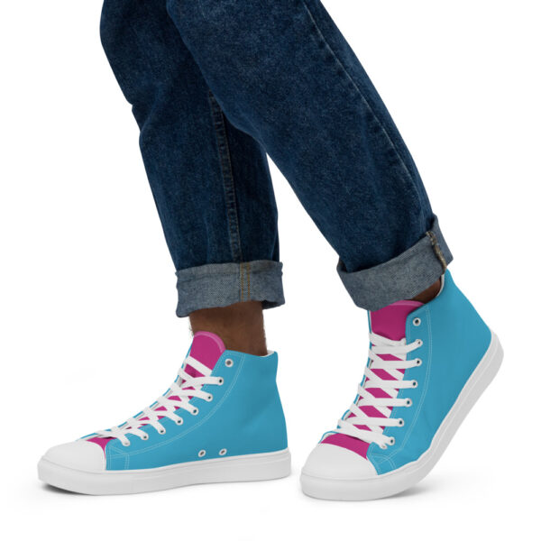 "Blue and Magenta" Men’s High Top Canvas Shoes - Image 7