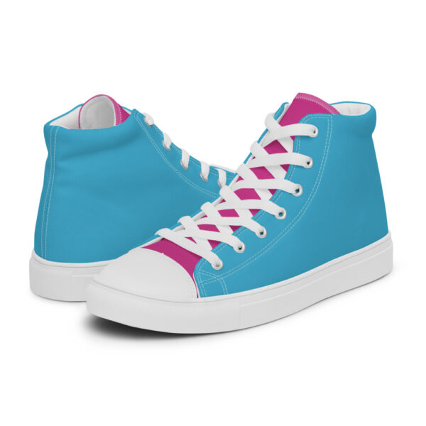 "Blue and Magenta" Men’s High Top Canvas Shoes - Image 20