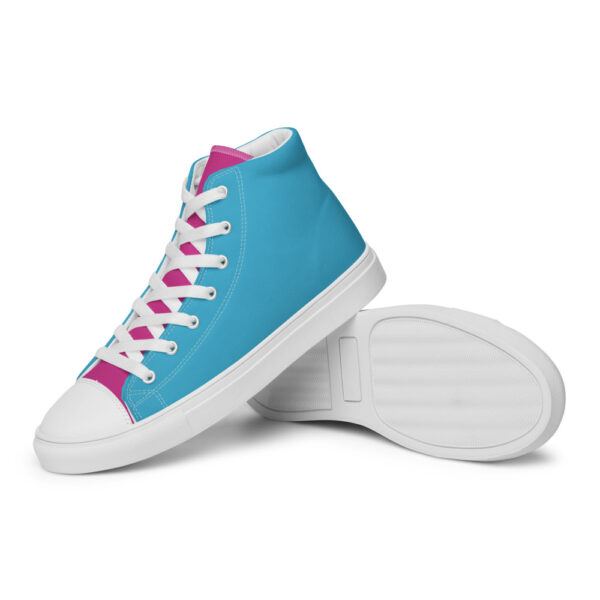 "Blue and Magenta" Men’s High Top Canvas Shoes - Image 21