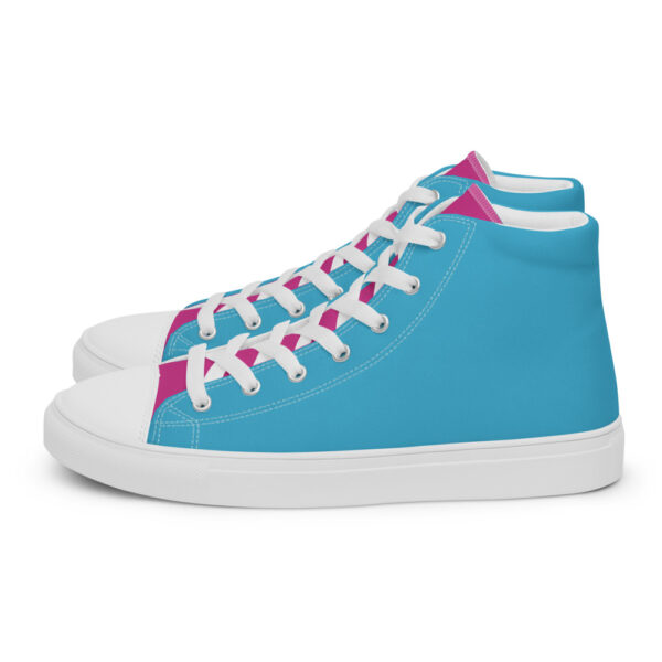 "Blue and Magenta" Men’s High Top Canvas Shoes - Image 28