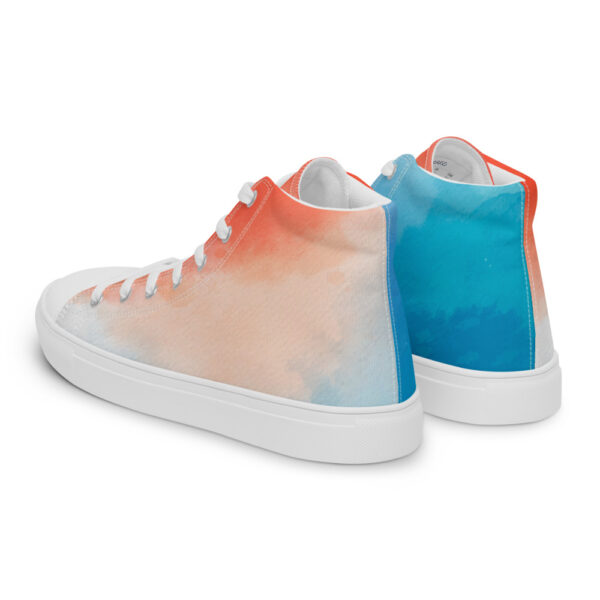 "Blue and Orange Watercolor" Men’s High Top Canvas Shoes - Image 7