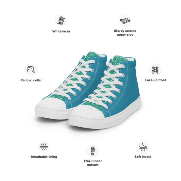 "Blue and Green Sketch" Men’s High Top Canvas Shoes - Image 10
