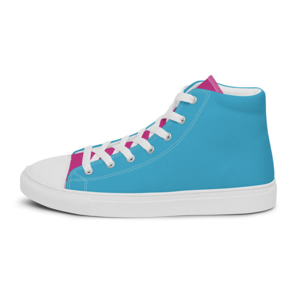 "Blue and Magenta" Men’s High Top Canvas Shoes - Image 19