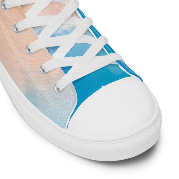 "Blue and Orange Watercolor" Men’s High Top Canvas Shoes - Image 13