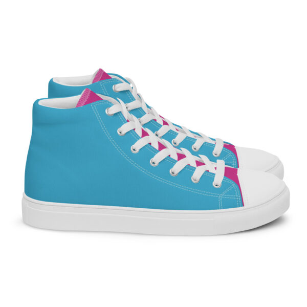 "Blue and Magenta" Men’s High Top Canvas Shoes - Image 32
