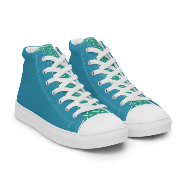 "Blue and Green Sketch" Men’s High Top Canvas Shoes - Image 17