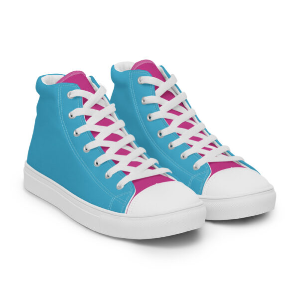 "Blue and Magenta" Men’s High Top Canvas Shoes - Image 34