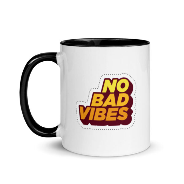 "No Bad Vibes" Mug with Color Inside - Image 2