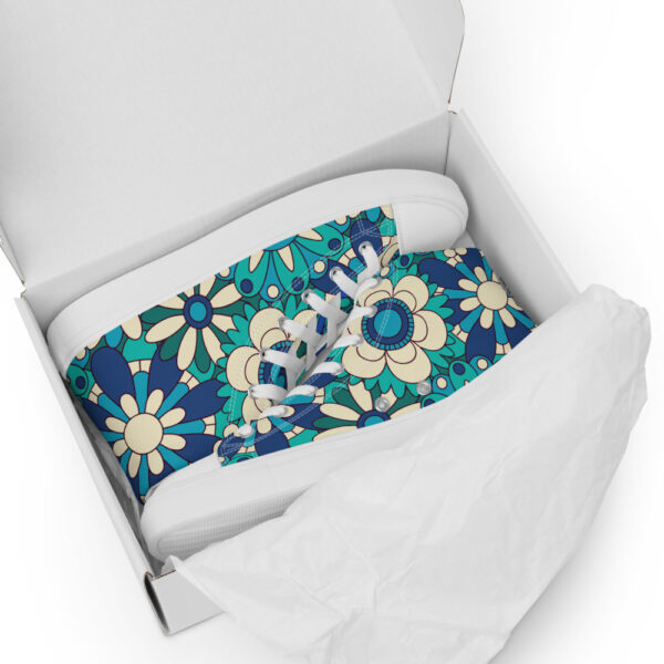 "Flowers In Blue" Women’s High Top Canvas Shoes - Image 5