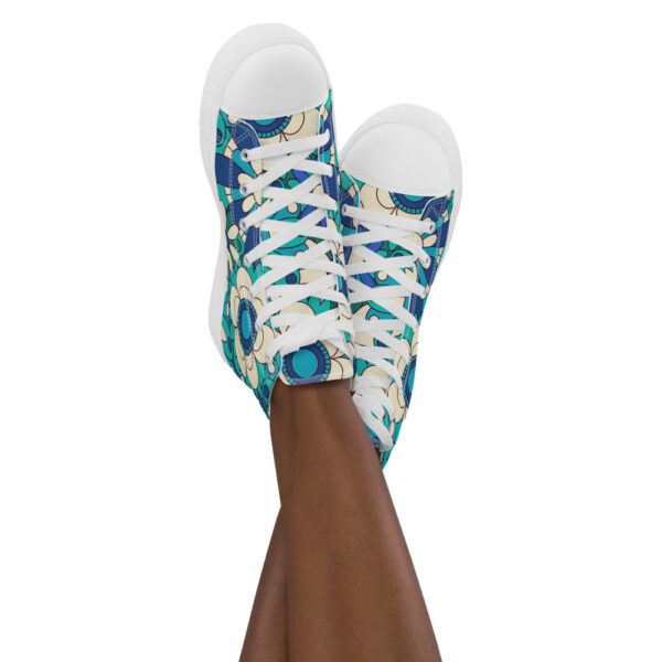 "Flowers In Blue" Women’s High Top Canvas Shoes - Image 9
