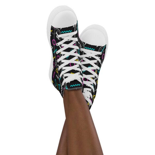 "Neon Squiggles" Women’s High Top Canvas Shoes - Image 9