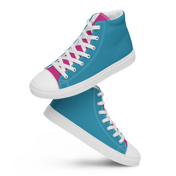 "Blue and Magenta" Women’s High Top Canvas Shoes - Image 6