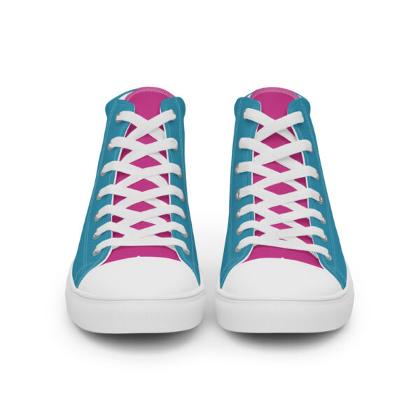 "Blue and Magenta" Women’s High Top Canvas Shoes - Image 16