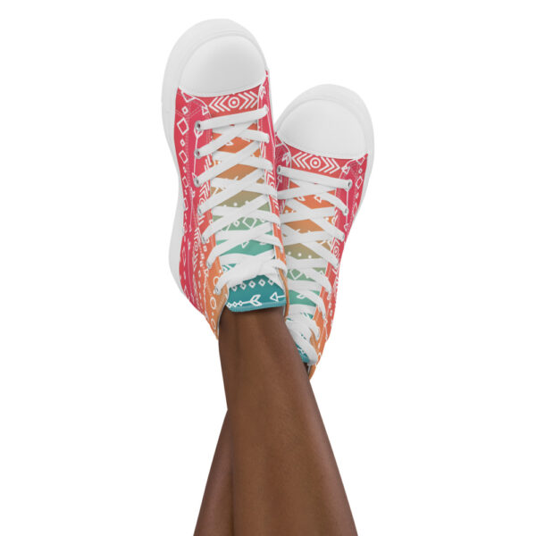 "Hand Drawn Pattern" Colorful Women’s High Top Canvas Shoes - Image 8