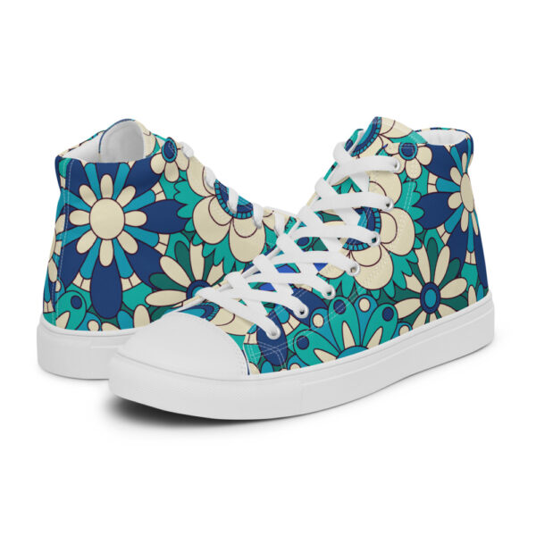 "Flowers In Blue" Women’s High Top Canvas Shoes - Image 3