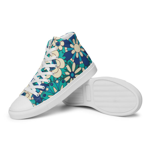 "Flowers In Blue" Women’s High Top Canvas Shoes - Image 4