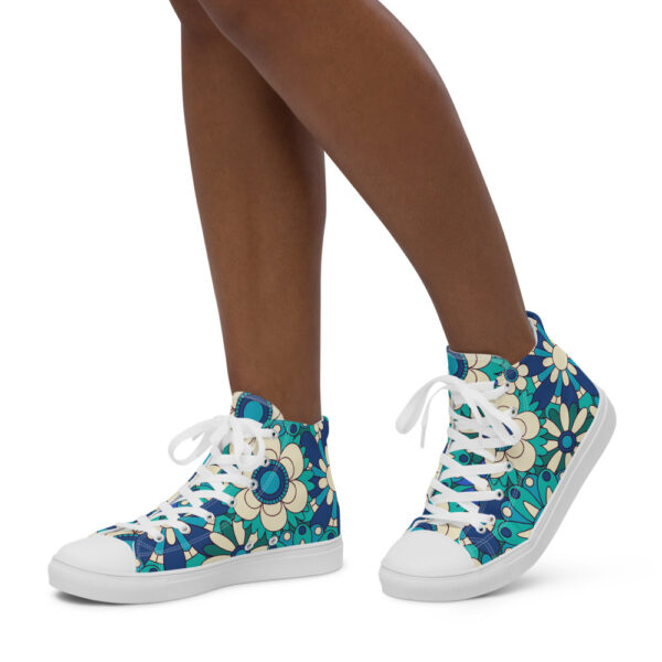 "Flowers In Blue" Women’s High Top Canvas Shoes - Image 8
