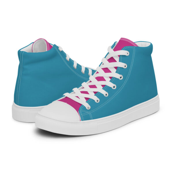 "Blue and Magenta" Women’s High Top Canvas Shoes - Image 3