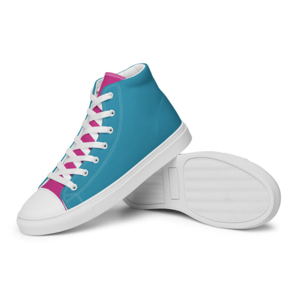 "Blue and Magenta" Women’s High Top Canvas Shoes - Image 4