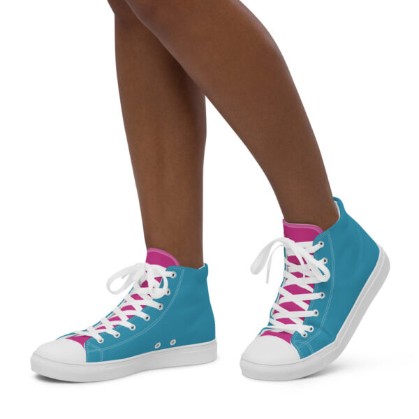 "Blue and Magenta" Women’s High Top Canvas Shoes - Image 8