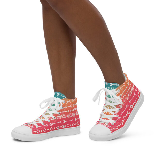 "Hand Drawn Pattern" Colorful Women’s High Top Canvas Shoes - Image 7