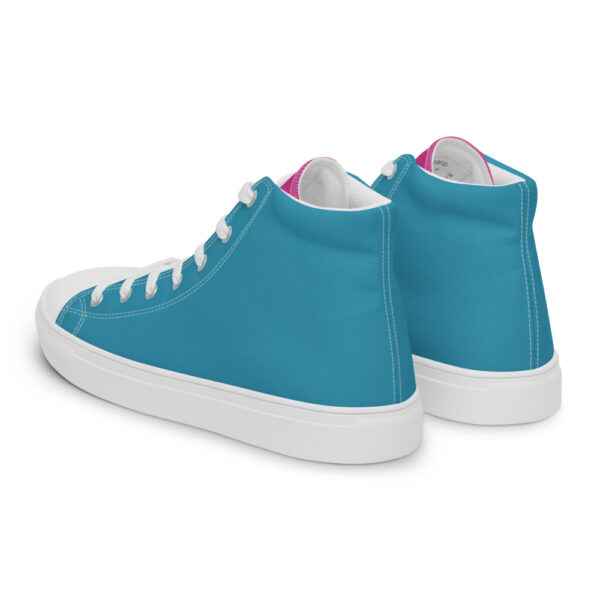 "Blue and Magenta" Women’s High Top Canvas Shoes - Image 12