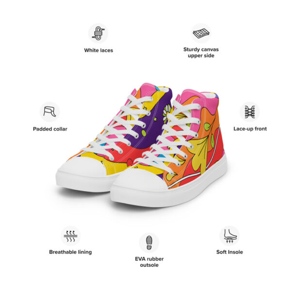 "Waves of Flowers" Women’s High Top Canvas Shoes - Image 10