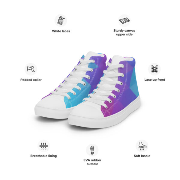 "Geometric Gradient" Women’s High Top Canvas Shoes - Image 10