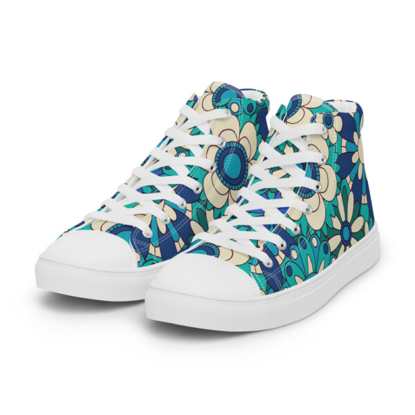 "Flowers In Blue" Women’s High Top Canvas Shoes