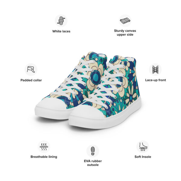 "Flowers In Blue" Women’s High Top Canvas Shoes - Image 10