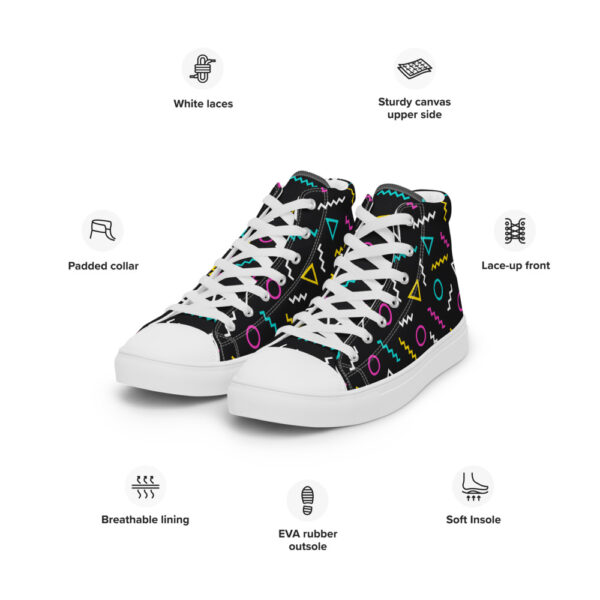 "Neon Squiggles" Women’s High Top Canvas Shoes - Image 10