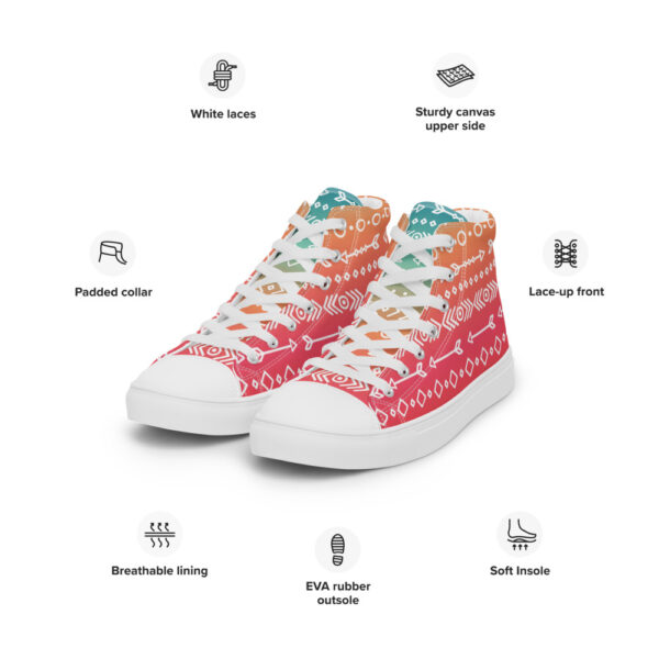 "Hand Drawn Pattern" Colorful Women’s High Top Canvas Shoes - Image 9