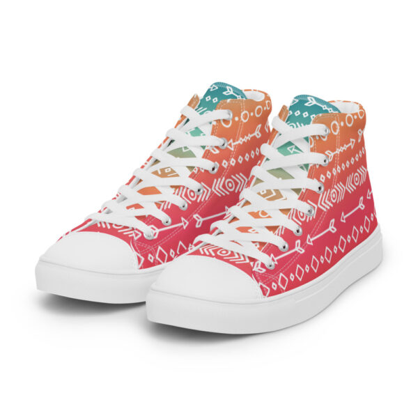 "Hand Drawn Pattern" Colorful Women’s High Top Canvas Shoes - Image 12