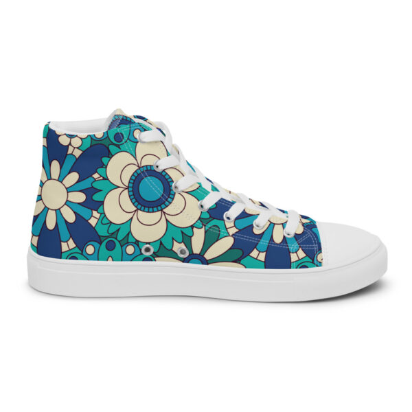 "Flowers In Blue" Women’s High Top Canvas Shoes - Image 2