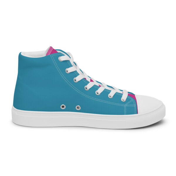 "Blue and Magenta" Women’s High Top Canvas Shoes - Image 2